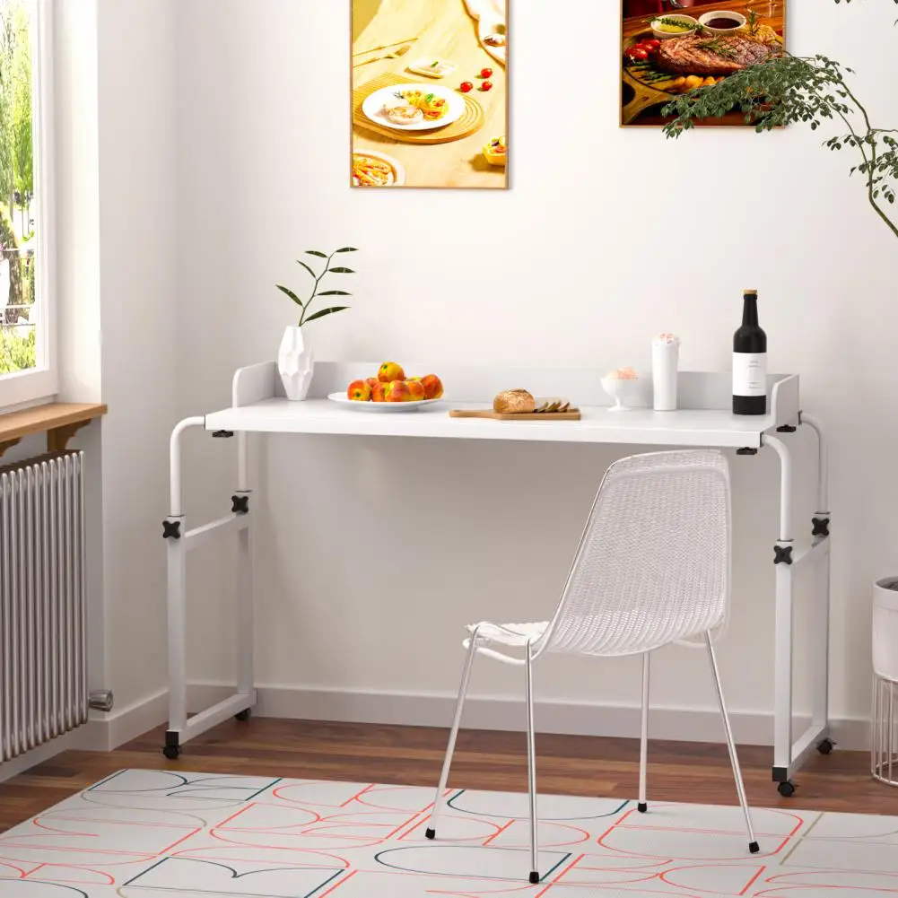 طاولة كمبيوتر محمول بارتفاع قابل للتعديل فوق السرير مع طاولة محطة عمل لغرفة النوم مع عجلات #2