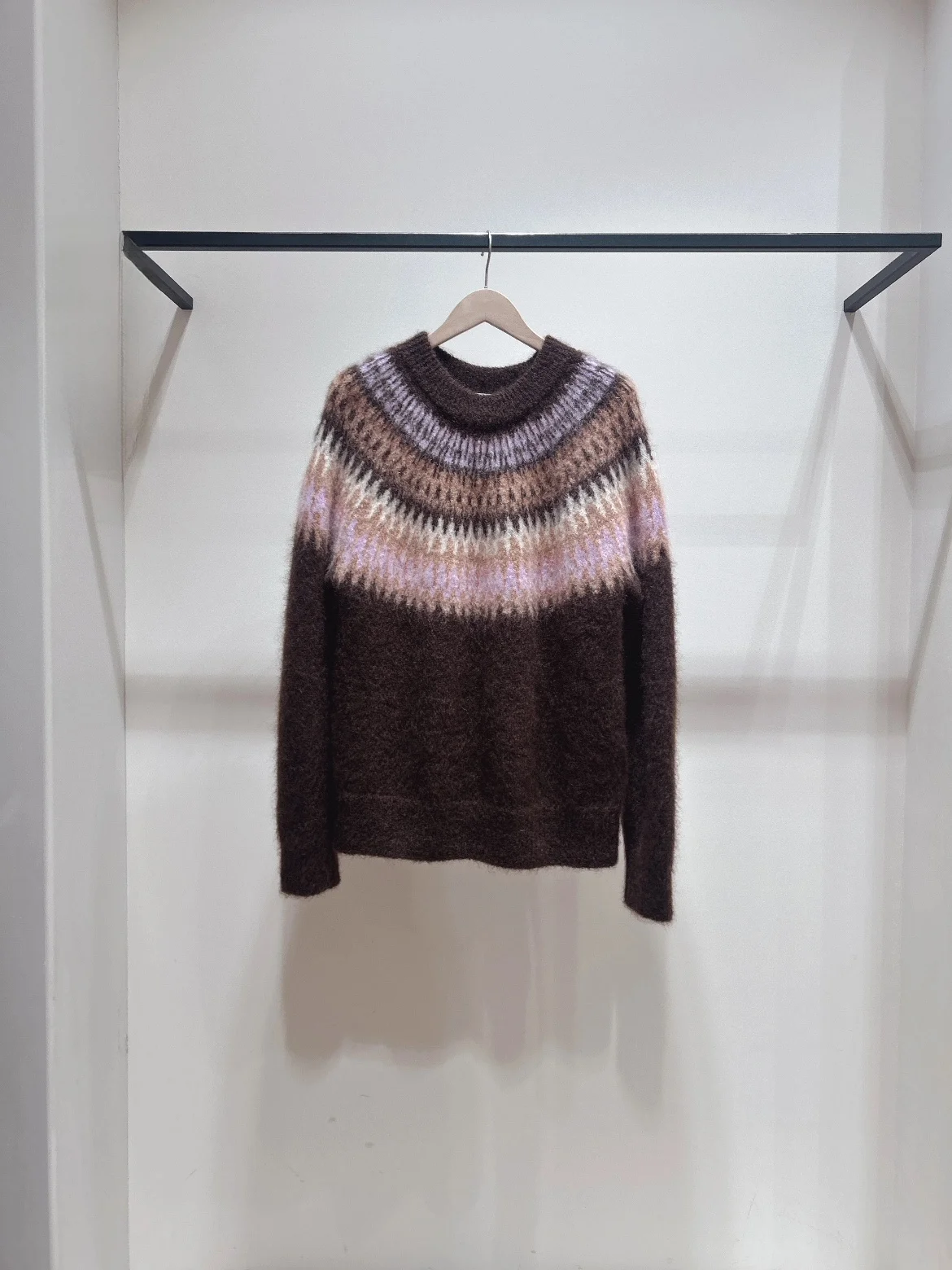 

Heidd Ba2025 Autumn Winter Fair Isle Knitwear round Neck Sweater Wool Blend Long Sleeve Casual Style Women's Knitted Top