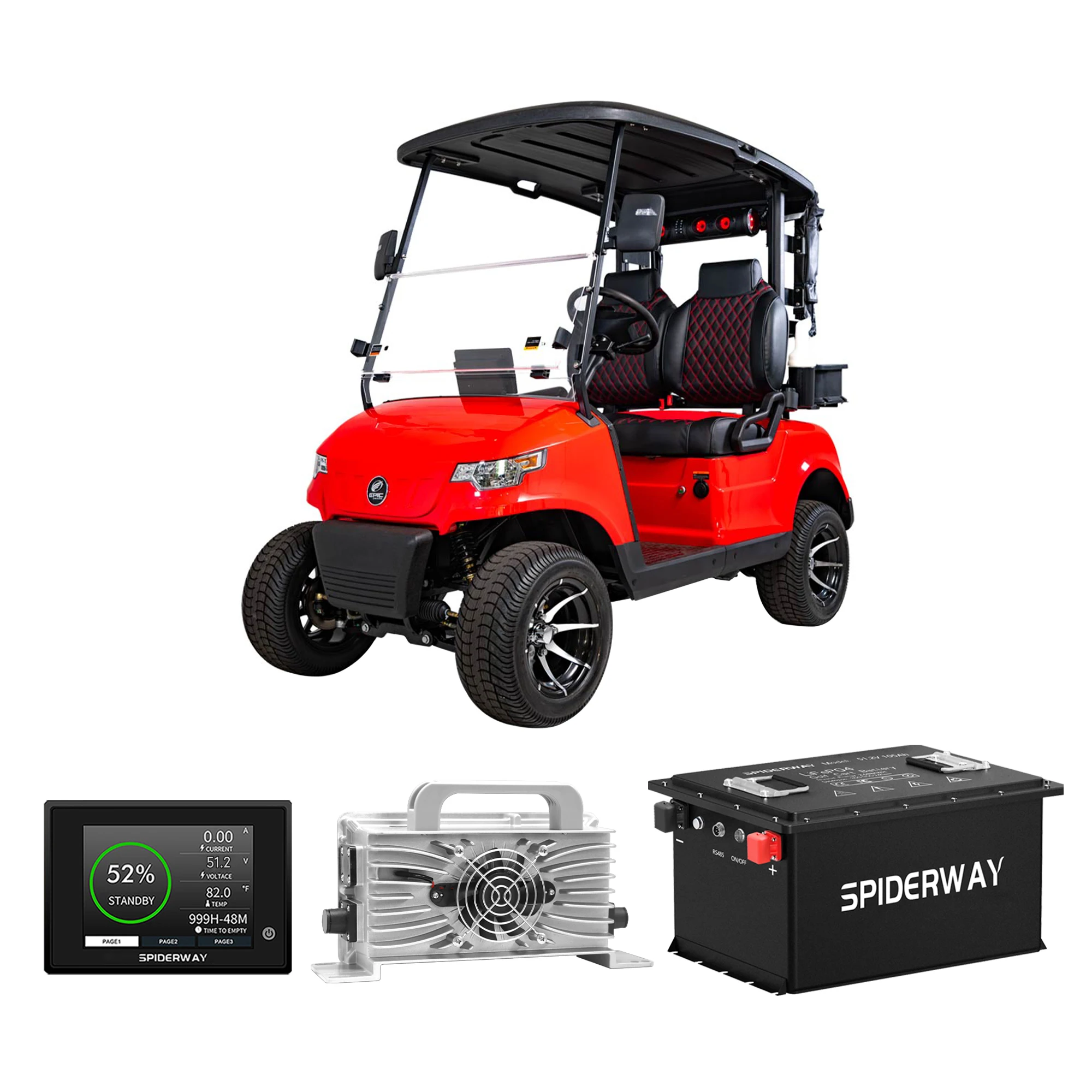 بطارية ليثيوم لعربة الجولف 72 فولت 105 أمبير في الساعة، مدمجة 200 أمبير BMS، مع شاشة تعمل باللمس وتطبيق الهاتف المحمول، 6000 دورة عميقة بطارية LiFePO4 بقدرة 14.7 كيلو وات #6