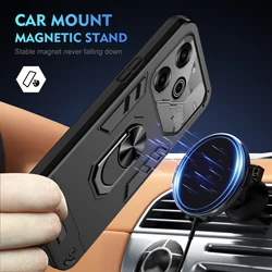Armor Shockproof Magnetic Case Ring Stand Holder Phone Cover For Tecno Pova 6 5 4 Pro , Pova 6 5 4 3 Neo 3 2