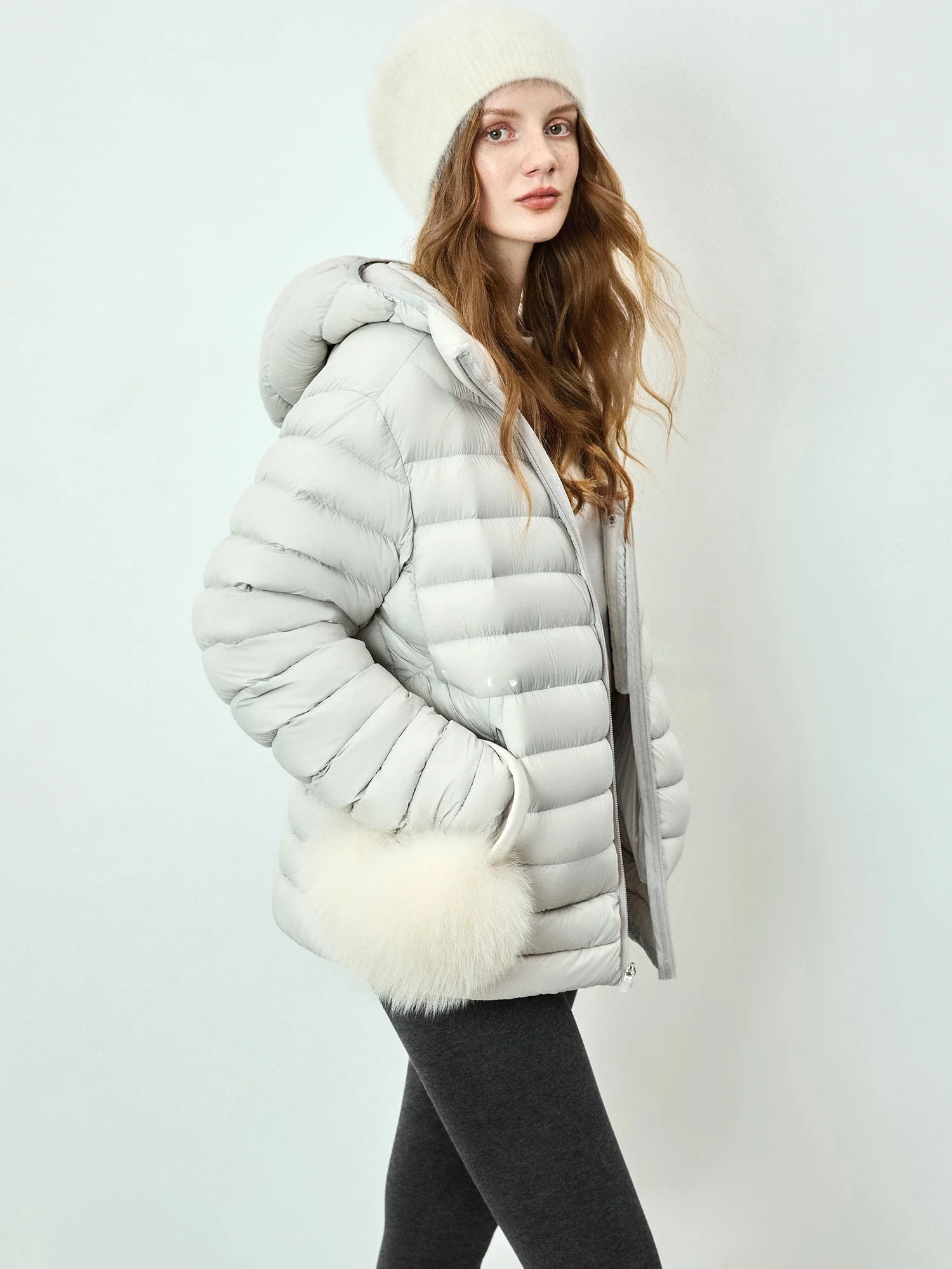 

SUK Snow Valley Spirit Hooded Bfled Design Slimming Versatile 90 White Goose down Winter New Sle Women's down Jaet