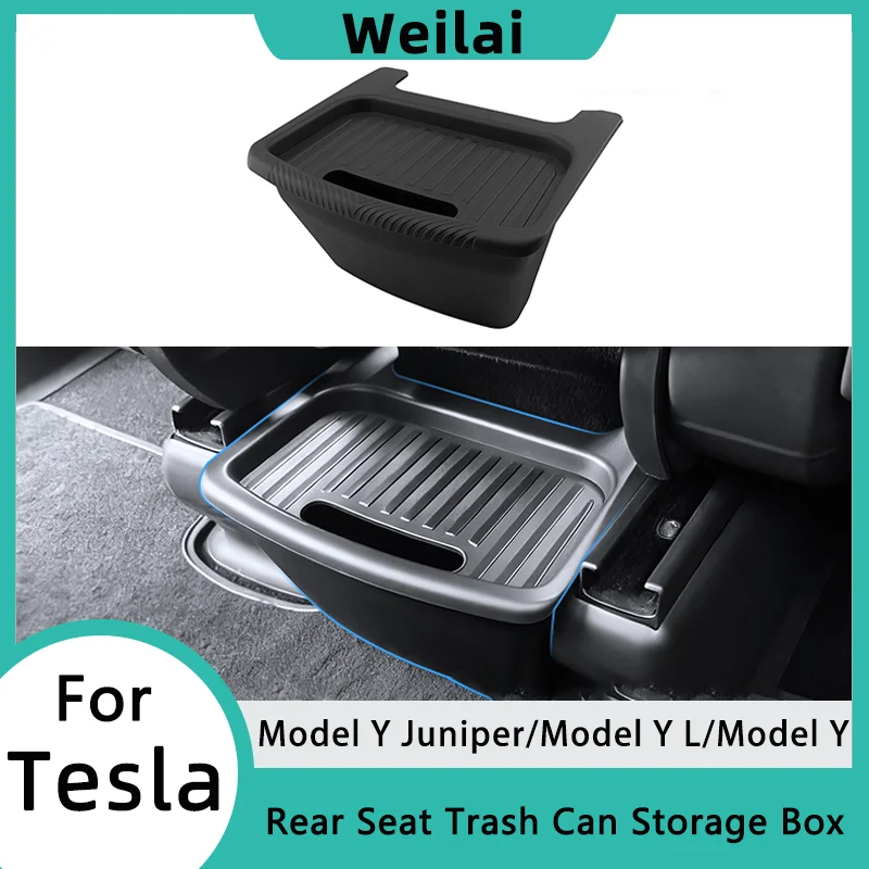 

For Tesla Model Y L Juniper Rear Seat Storage Box Auto TPE Backseat Organizer Bins Trash Can Garbage Car Accessories 2020 - 2026