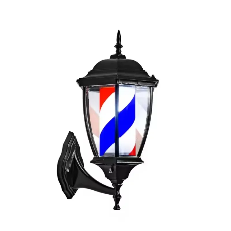 

Professional Barbershop Hair Salon Equipment LED Lamp Outdoor Wall Classic logo Revolving Lamp Stripe Salon Barber Pole