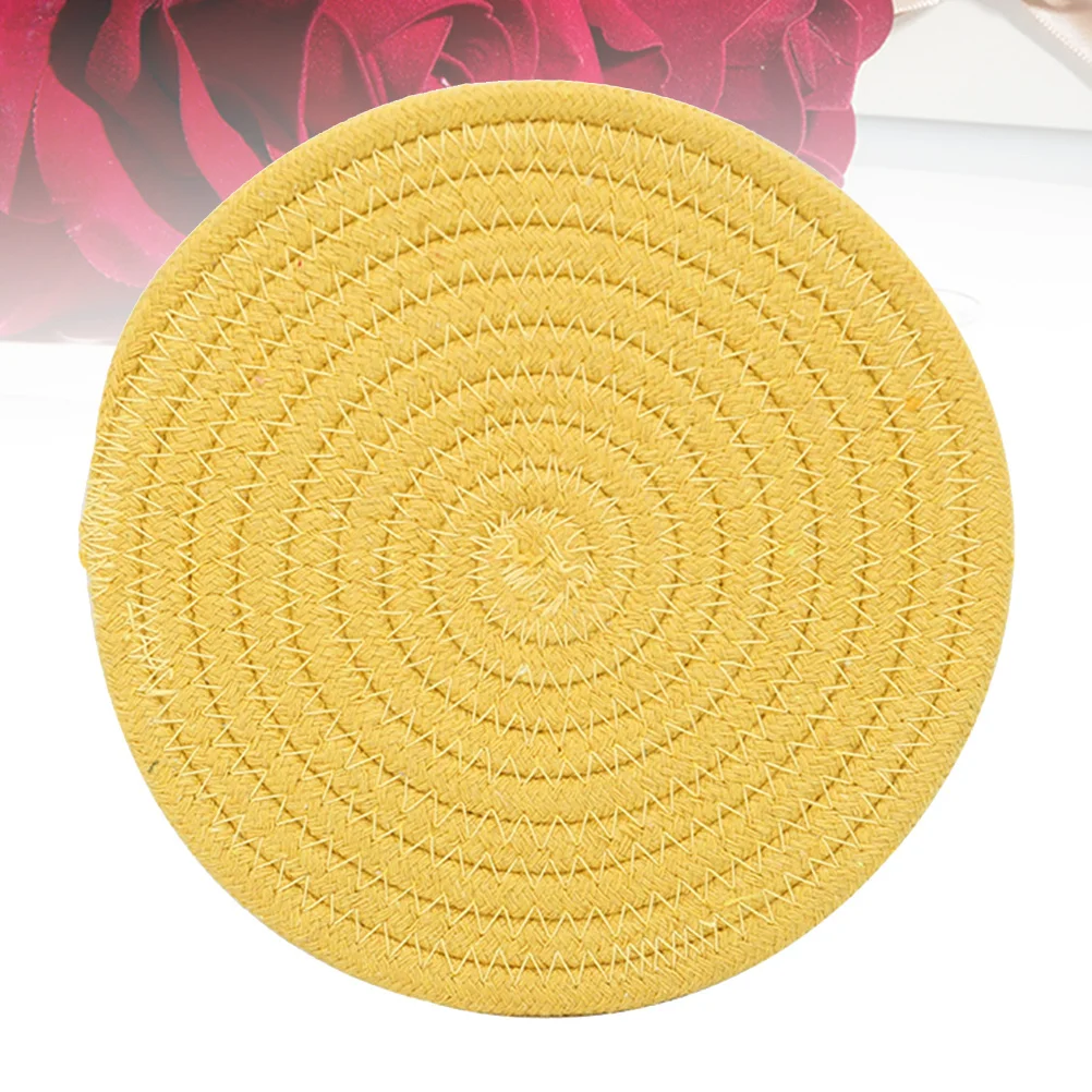 

1Pcs Premium Cotton Thread Coaster Round Non Slip Placemat for Tableware Heat Insulation Pad Washable Cup Mat for Mugs Glasses