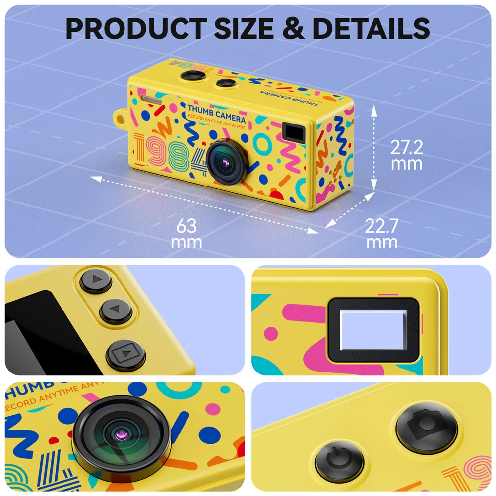 Mini Keychain Digital Camera 1080P HD Video Recorder Filters Portable Vintage Small Camera TF Card Student Gift Camera