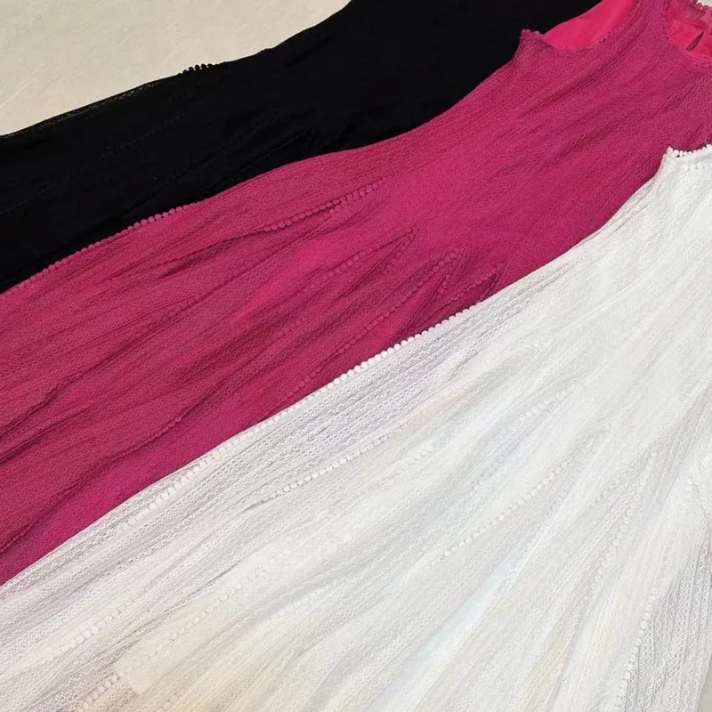 HKSH Summer New Women Elegant Fashion Slimming Dress French Niche Design Simple Hollow Embroidery Lace Sleeveless Dresses HK5303