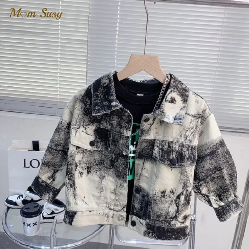 

Fashion Baby Boy Girl Denim Jacket Tie Dye Infant Toddler Kid Jean Coat Button Baby Outwear Spring Autumn Chaqueta Clothes 1-12Y