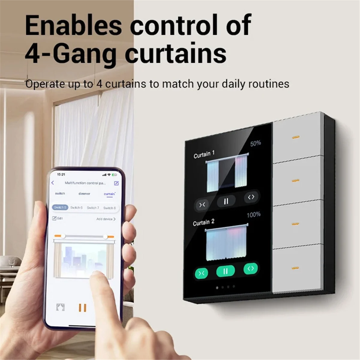 Durable Tuya Zigbee 3.5 Inch Smart Wall Switch Touch Screen 4 Groups Switch 8-Way Scene Radar Sensor Dimming Switch Smart Home A