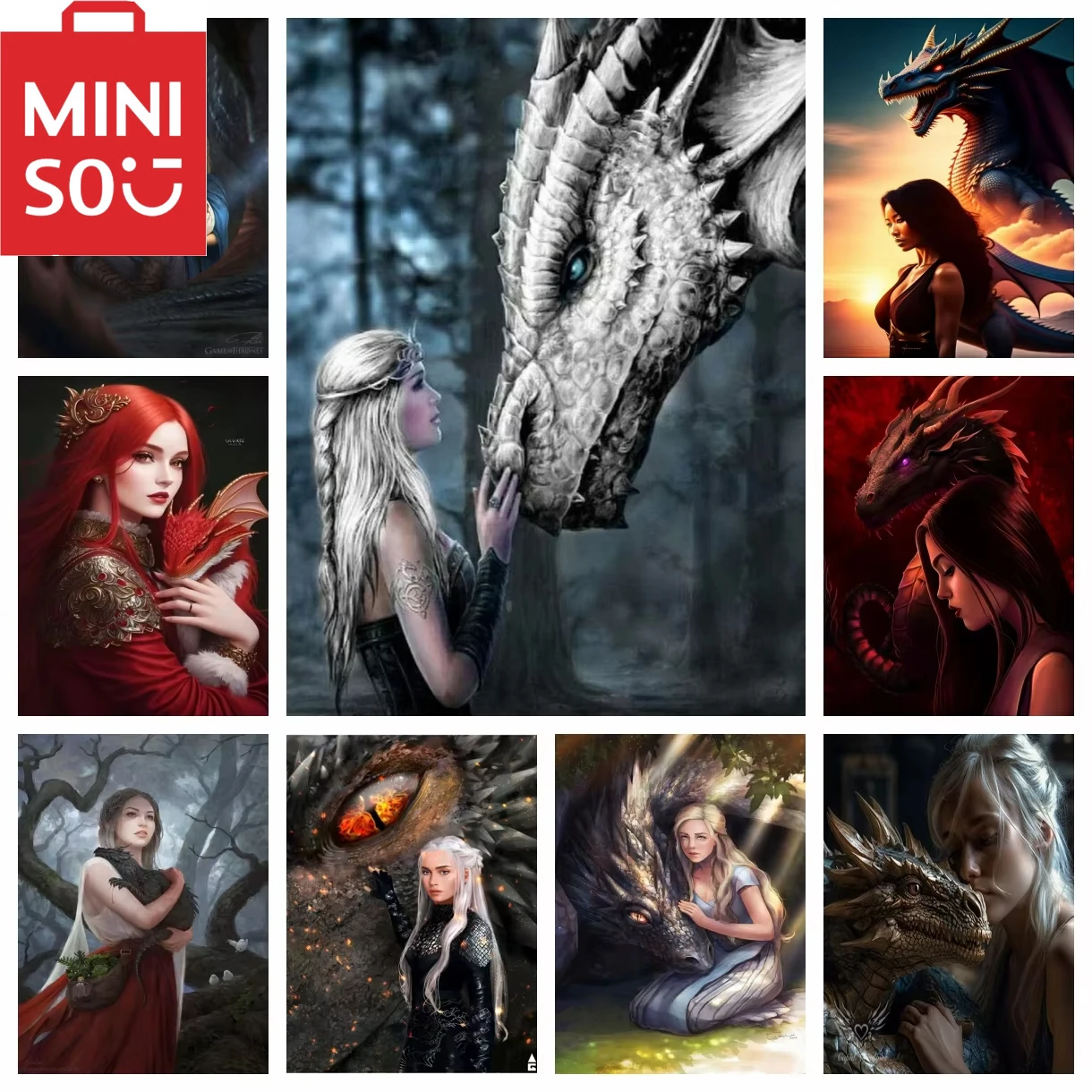 

MINISO DIY Without Frame Digital Oil Painting Girl and Dragon Home Decoration Painting Wall Bedroom Room Decor Gift