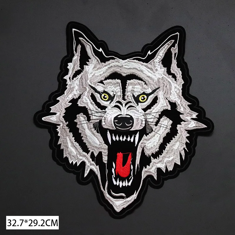 Iron On Stripes For Clothing Patch Diy Wolf Wild Boar Embroidery Patches Big Size Punk Badge Stickers On Clothes Jacket T-shirt