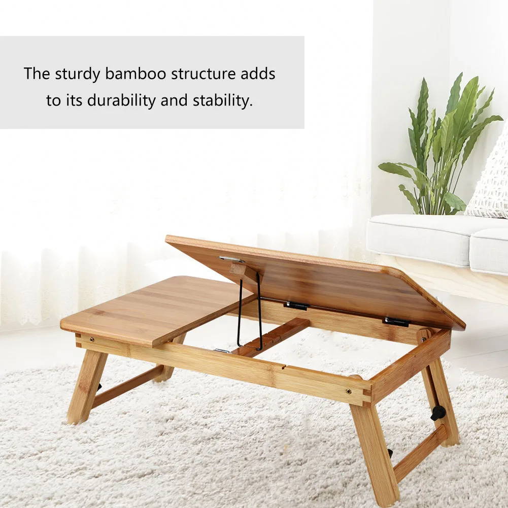 Laptop Stand Folding Lifting Table Portable Foldable Wooden Bamboo Laptop Table Sofa Bed Office Laptop Stand Holder Adjustable