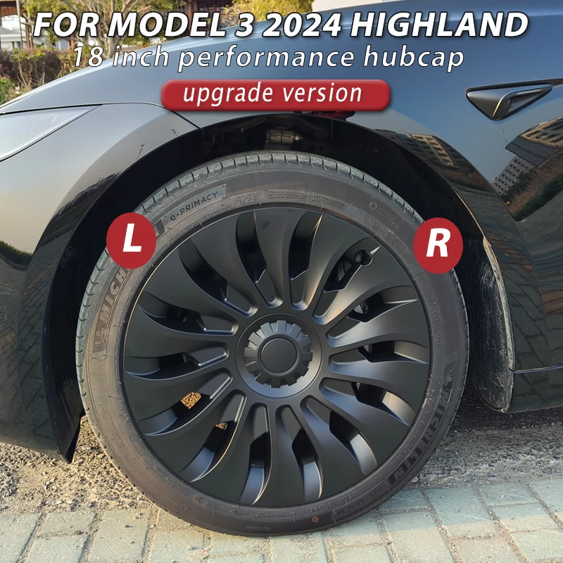 4PCS HubCap Car for Tesla Model 3 Highland 2024 18 Inch Performance Replacement Wheel Cap Automobile Full Rim Cover Accessories