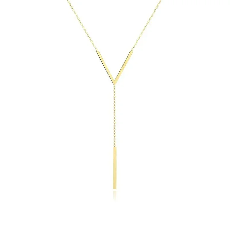 Simple V-shaped Long Sexy Clavicle Necklace Gold Color Long Neck Chain Women Vertical Bar Pendant Necklace Party Jewelry Gifts