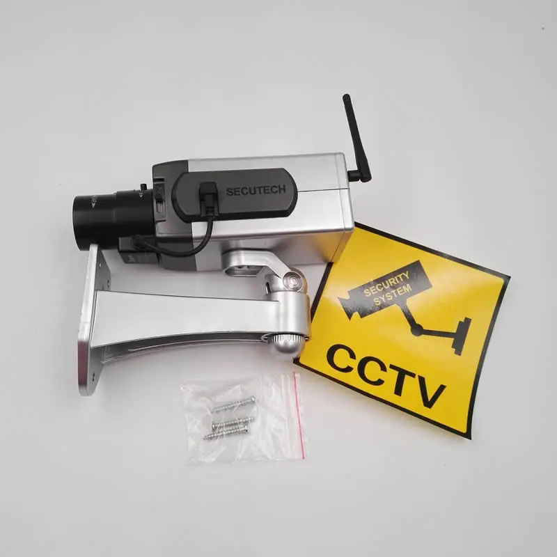 New Fake Dummy Camera Wireless Antenna Motion Detection Motorized Pan Control Led Light CCTV Security Camera Silver Color