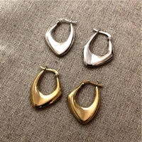 Huitan Geometric Metal Hoop Earrings for Women Gold Color/Silver Color Fashion Lady's Ear Earrings Daily Wear Versatile Jewelry - Image 2