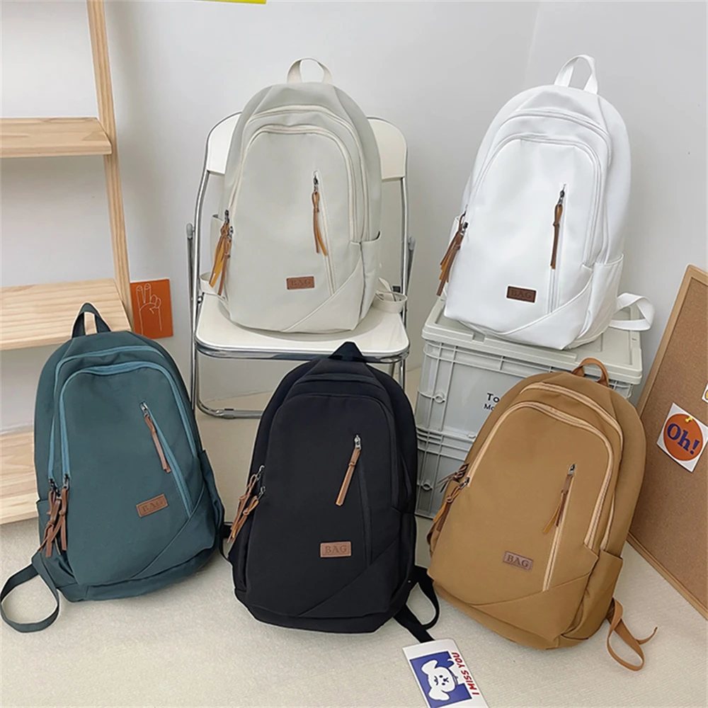 Solid Colour High-capacity Woman Backpack Schoolbag for Teenage Girls Boys Female Fashion Bag Student Lady Book Pack Bolso Mujer