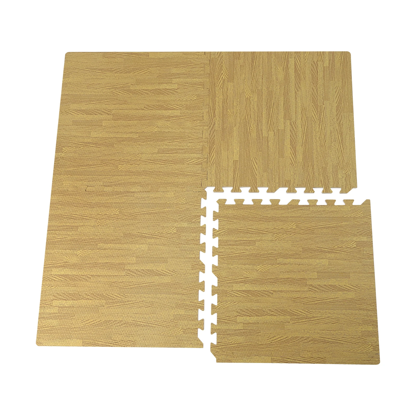 (بني فاتح) 12 قطعة من سجادات الأرضية الإسفنجية، سجادات أرضية إسفنجية متشابكة من الخشب الحبيبي، بلاط إسفنجي لغرفة المعيشة، غرفة النوم 60 × 60 سم