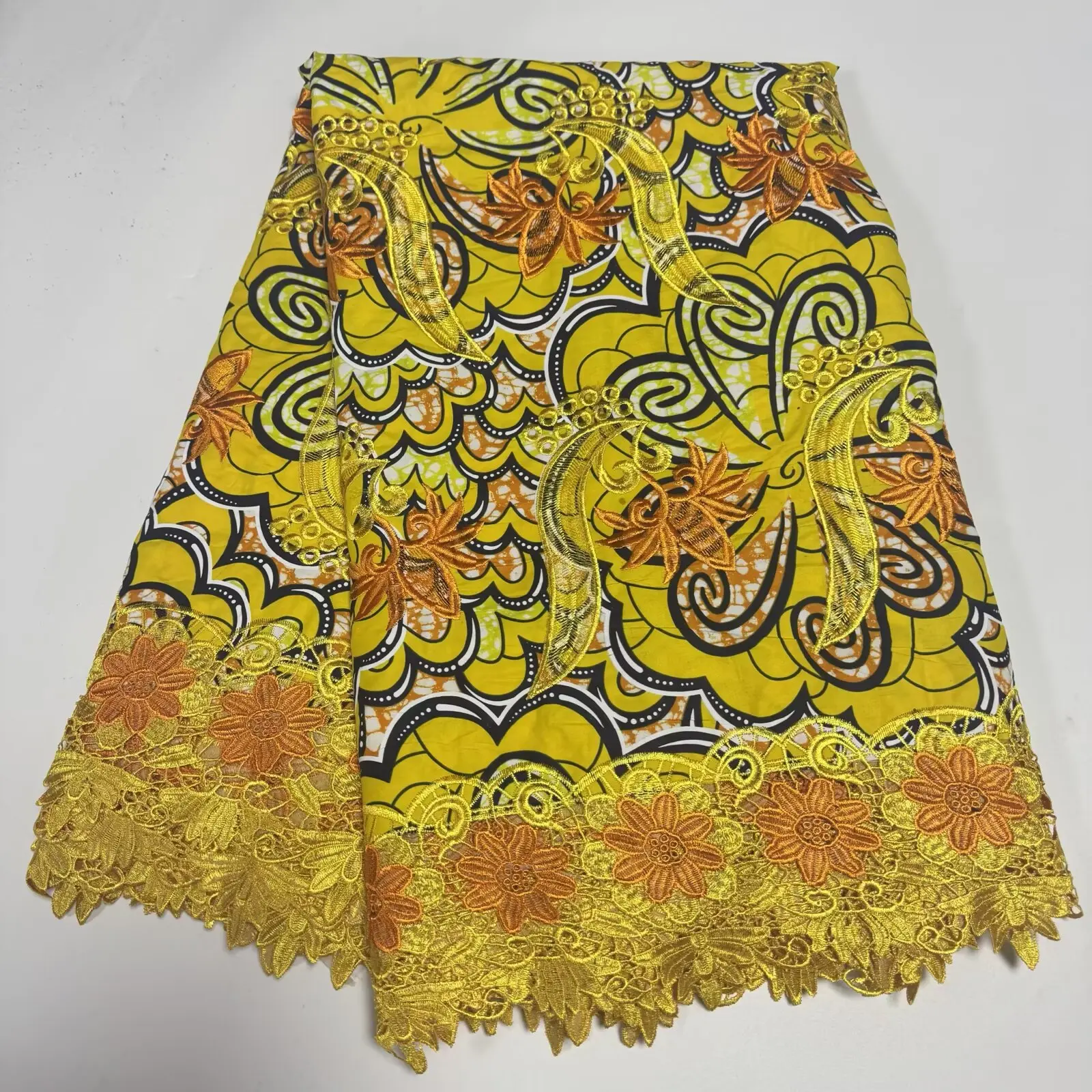 New African Ankara Wax Guipure Cord Lace Fabric Newest Nigerian Wax Lace for Sew Classics Wedding Party Dress 19A08