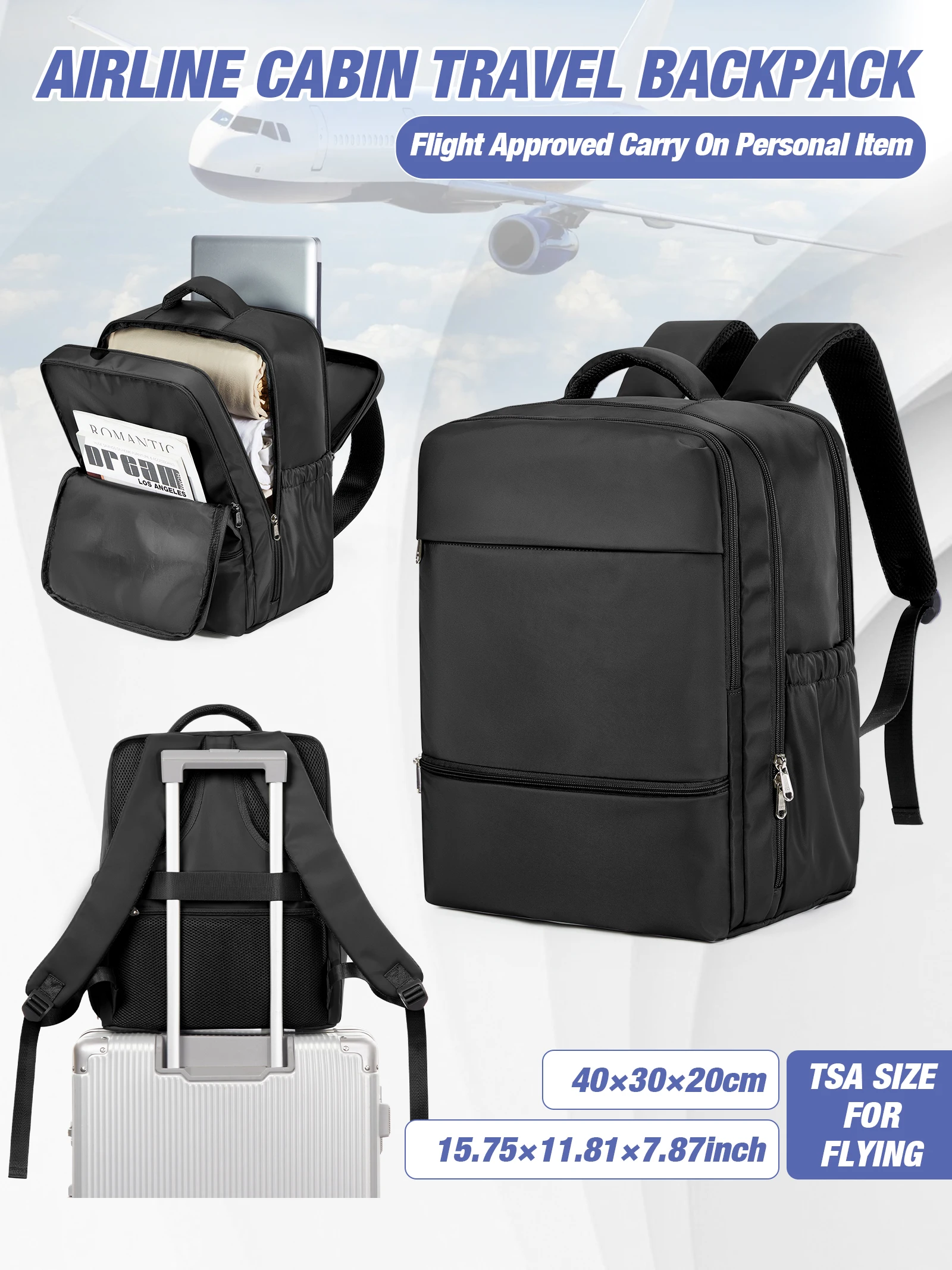 Sac à dos de voyage Ryanair, bagage à main 40x30x20, sac de voyage pour EasyJet Wizzair, sac à dos InCase, sac à dos pour ordinateur portable pour homme