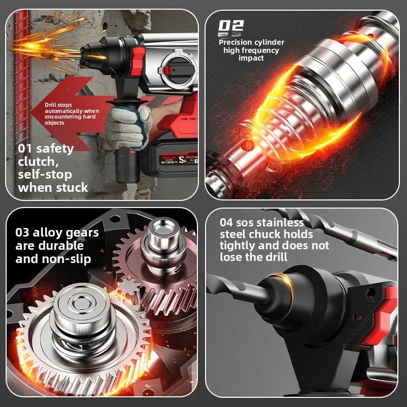 

2025Lithium Battery Angle Grinder Brushless Rechargeable Cutting Machine Household Multi-function High-power Electric HammerTool