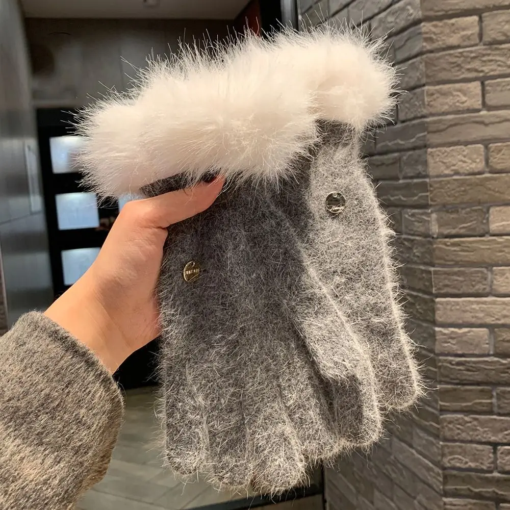 New Thickened Cycling Gloves Windproof Touchscreen Gloves Warm Insulation Full Finger Knitted Gloves Women