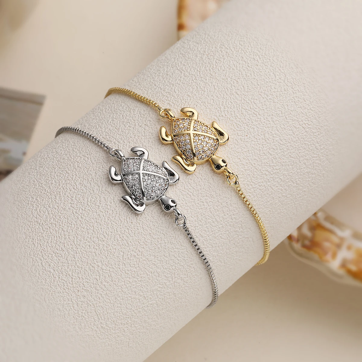 NEWBUY حساسة الفضة/الذهب اللون AAA تشيكوسلوفاكيا الزركون البطانة جميل السلاحف أساور سحرية للنساء قابل للتعديل هدية عيد ميلاد