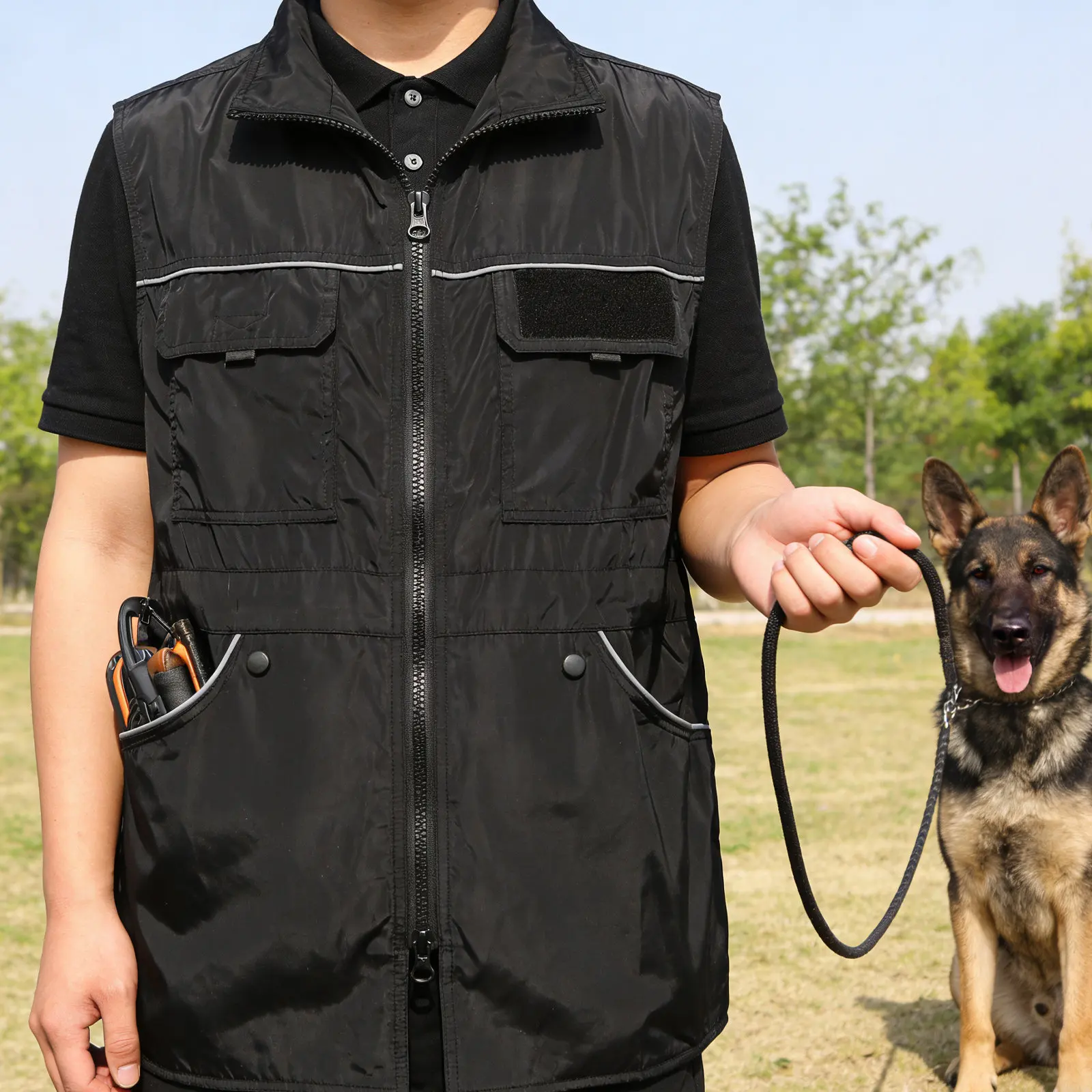 

Жилет для дрессировки собак унисекс, регулируемый, с множеством карманов, защита от царапин, светоотражающий, для дрессировки и работы с собаками, защитный жилет для дрессировщиков