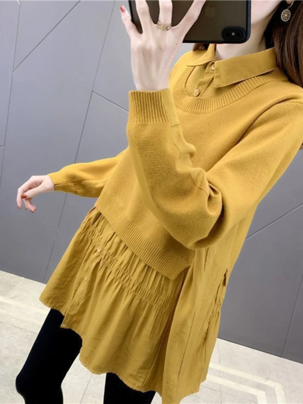 여성 니트 베이스 셔츠 봄 신상 긴팔 야구 칼라 스웨터 고급 패션 한국 버전 상의