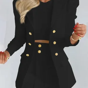 بأكمام طويلة بليزر ومجموعات فستان نسائي ، سترة مع تنورة قصيرة ، أحادية اللون ، بدلة من 2 قطعة ، شحن مجاني ، الصيف أفضل 6 بدلات نسائية مبيعا - رقم 6