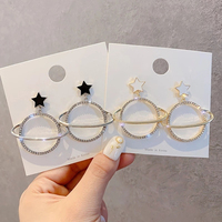 New Korean Fashion Saturn Earrings Studs Luxury Statement Earrings Big Planet Star Ear Rings Astrology Accessories for Women