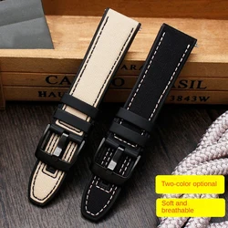 New Design Hybrid FKM Watch Strap for Mido Helmsman M005 M038.431 M038431a Quick Release Canvas Nylon Watchband Bracelet 22mm