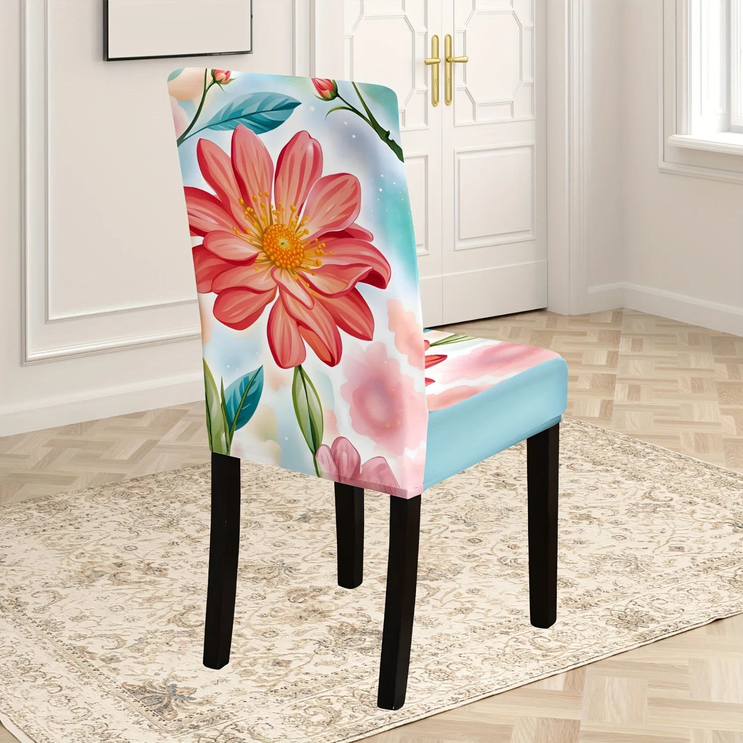 4PCS/6PCS JIT-Eligible Chair Covers featuring Garden-Inspired Flowers, High Elasticity - Waterproof, Easy to Clean, Durable for 