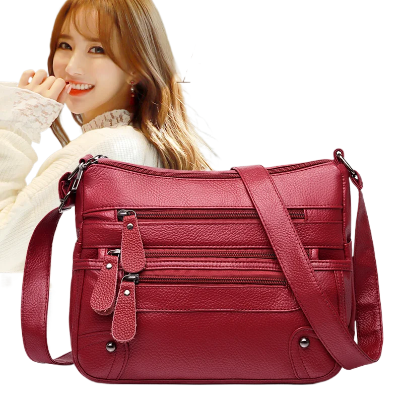 

Bag Women's Bag 2024 New Fashionable Multi layer Soft Leather Middle aged and Elderly Mother's Bag Large Capacity Versatile Sing