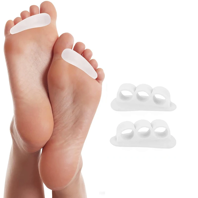 زوج واحد من مصحح فرد أصابع القدم المطرقة من جل السيليكون لأصابع القدم المجعدة أداة ضبط العناية بالقدم #4