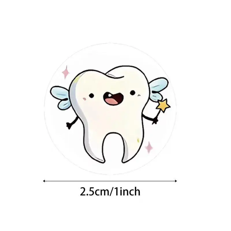 500pcs/Roll Dentistry Dental Clinic Decals Dental StickersCartoon Decoration Tooth Shaped Sticker Label Sticker Dental Supplies