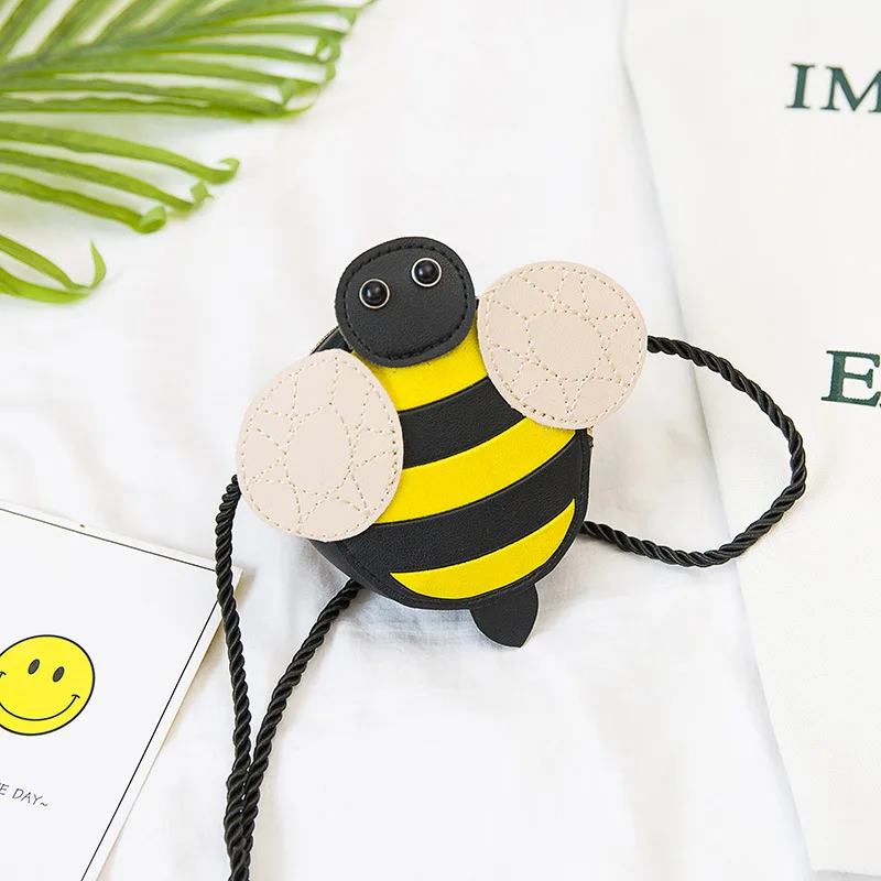 Bolso de mensajero de piel sintética para niños, bolsa de hombro con dibujos animados de abeja, mariquita y caracol, monedero, accesorios bonitos para niños, regalo