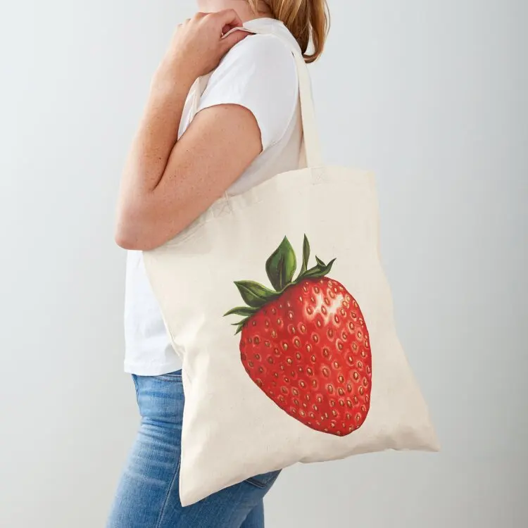 

Strawberry Pattern - Black Tote Bag Reusable bags Shopper bag canvas tote bags tote bag