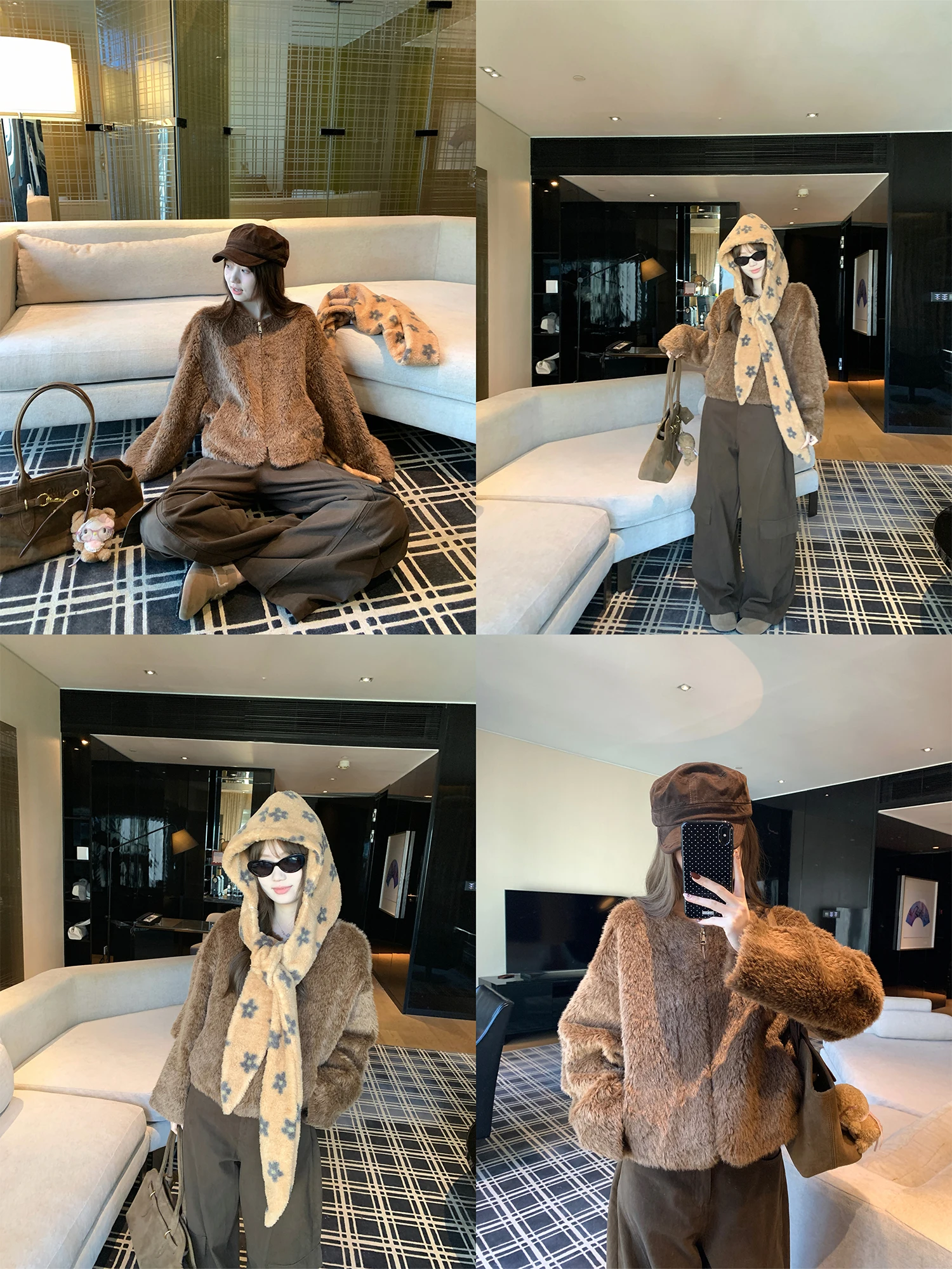 

Корейская короткая меховая куртка для женщин, осенне-зимняя, новая модная повседневная свободная теплая прямая куртка из вельвета с длинными рукавами на молнии