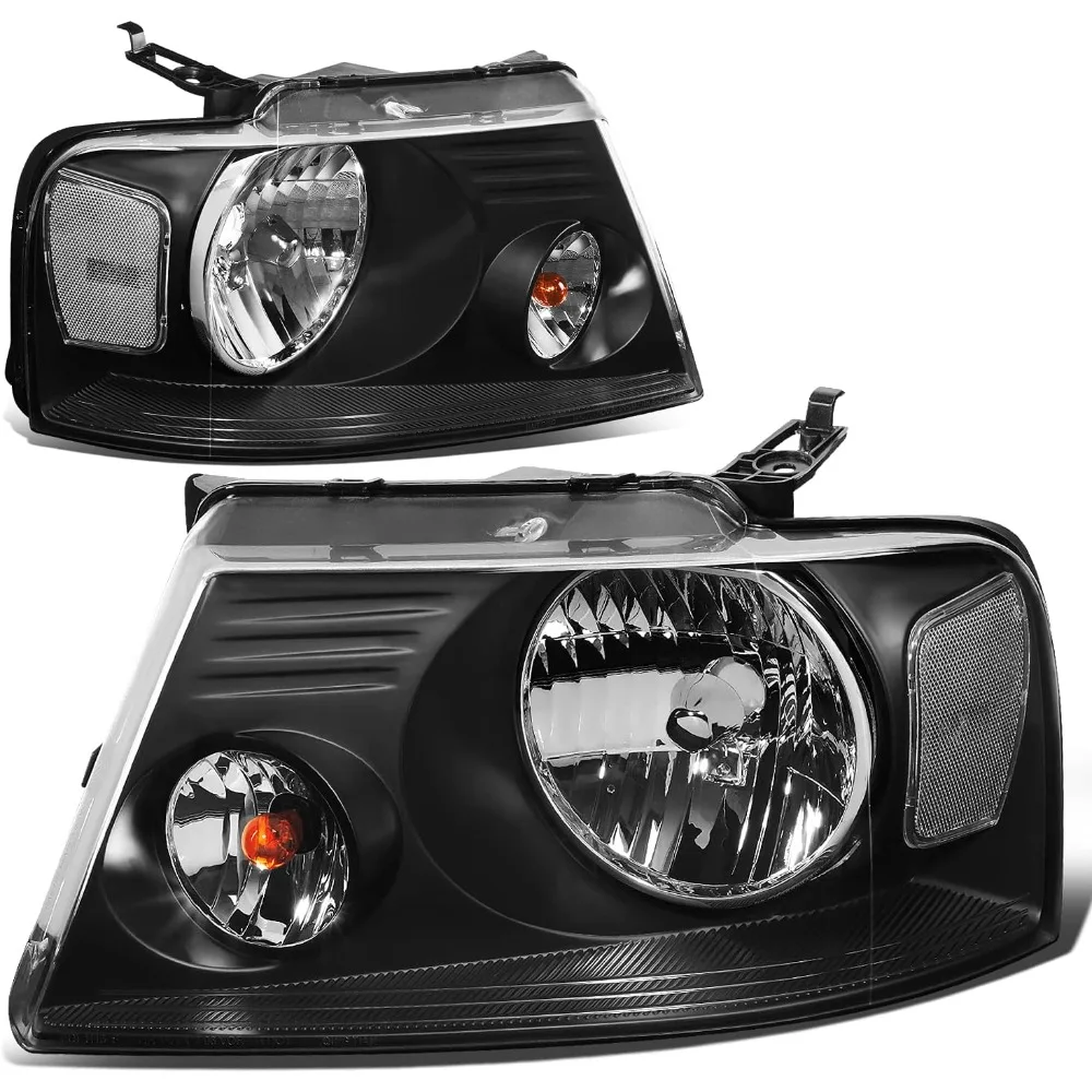 

HL-OH-F1504-BK-CL1 Black Housing Headlights Replacement Compatible with 04-08 F-150/06-08 Mark LT