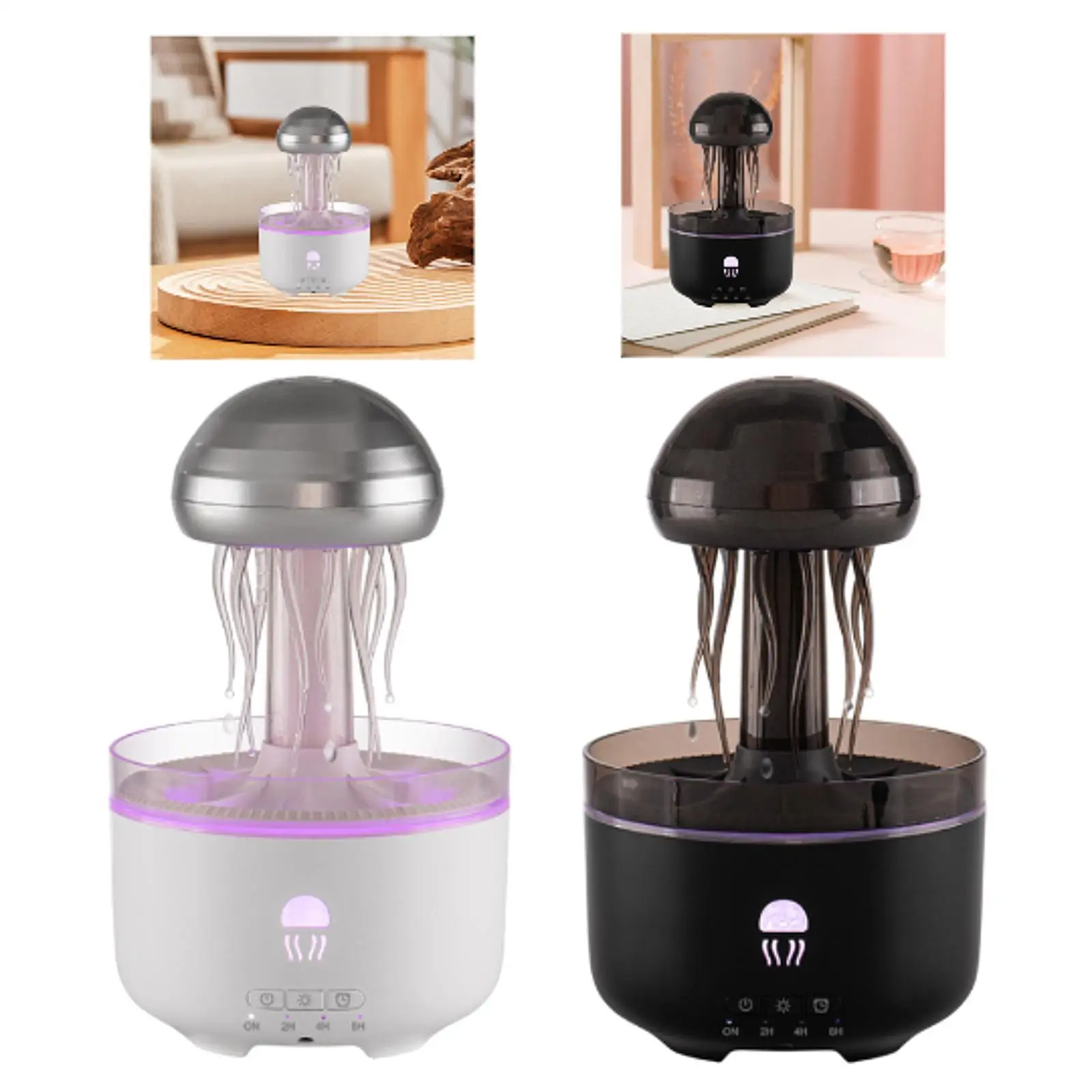 Jellyfish Shape Humidifier Essential Oil Diffuser Auto Shut Off Multipurpose Rain Drop Humidifier with Colorful Lamp for Office