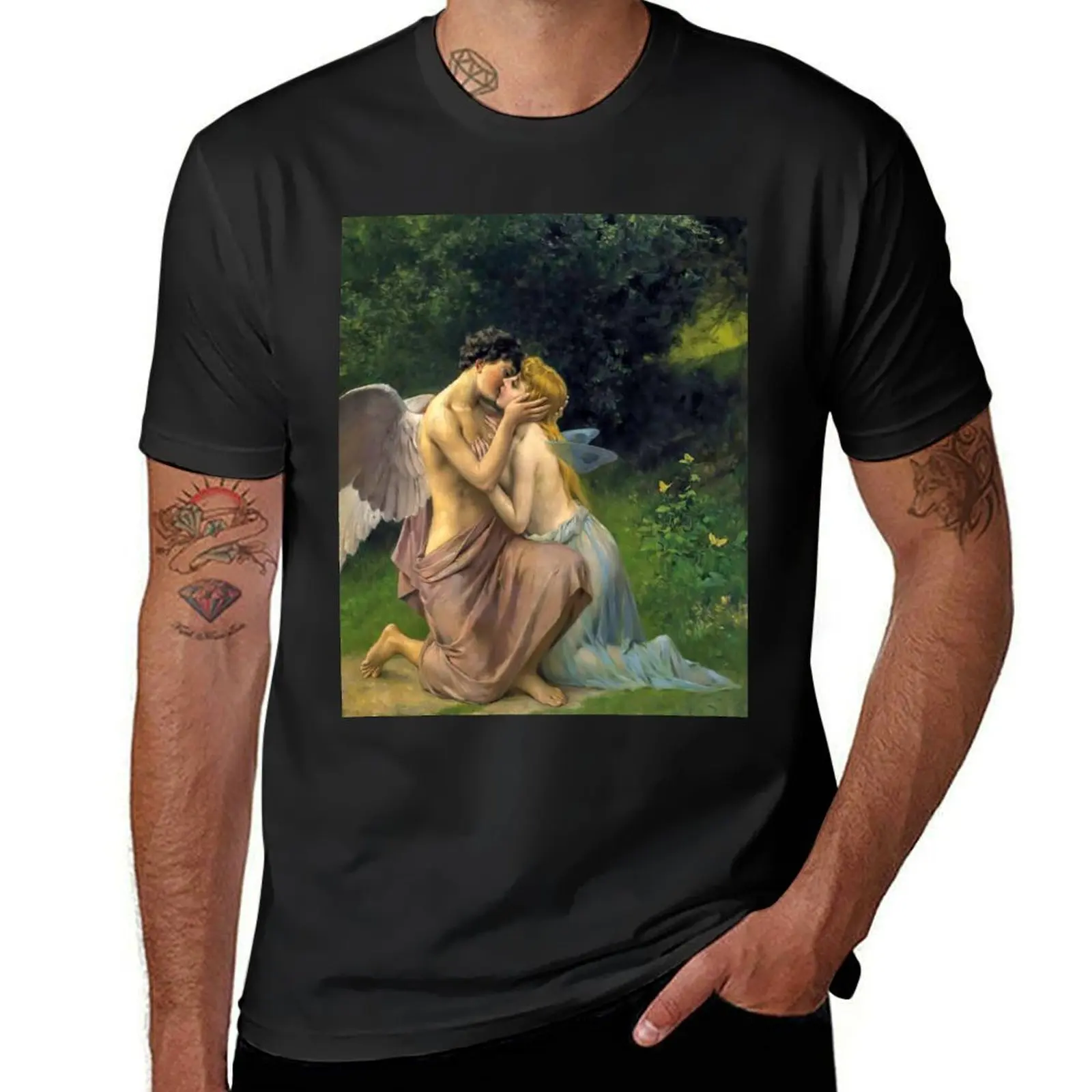 Cupid and Psyche (Lovers), by Friedrich Paul Thumann T-Shirt oversized summer clothes sports fans mens clothing