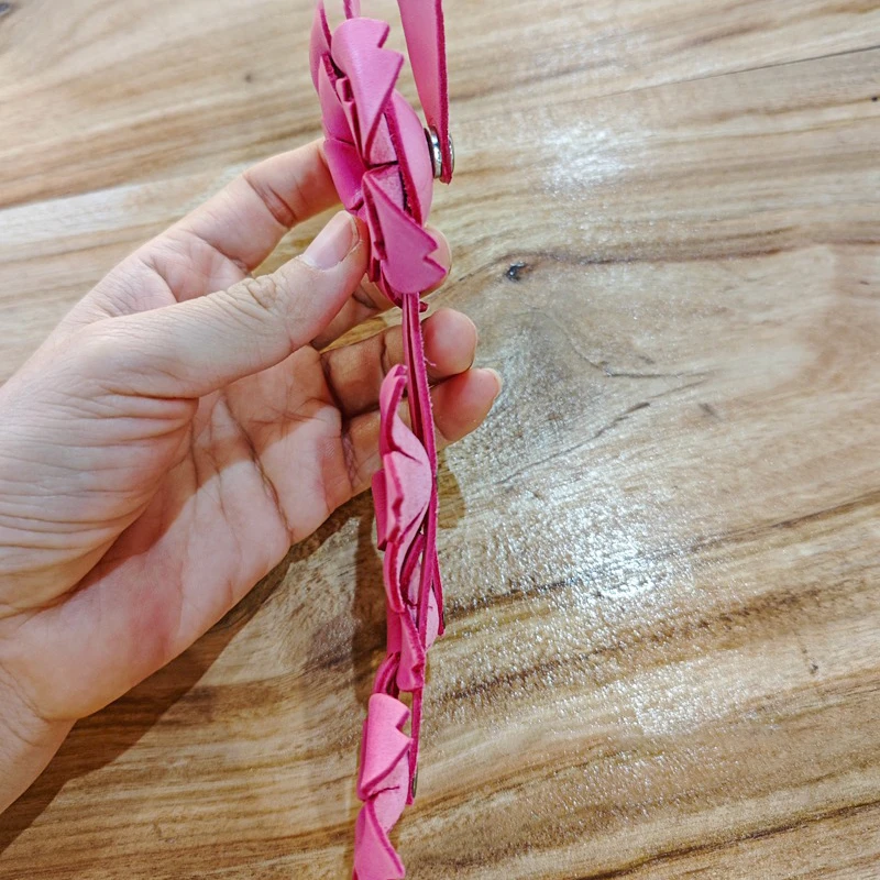 زهرة على شكل حقيبة سحر الملونة جلد البقر زهرة أكياس قلادة الراقية المفاتيح اليد حبل هدية ديكور المنزل حقيبة الملحقات #5