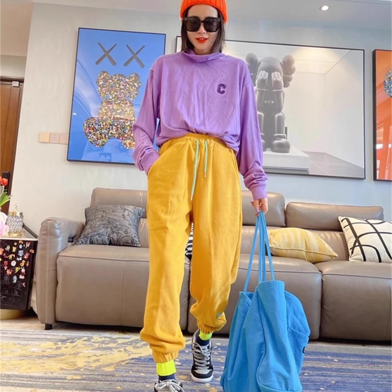 Winter losse pasvorm veelzijdige jogger hoge taille afslankende lange broek puur katoen fleece gevoerde verdikte trekkoord sport joggingbroek