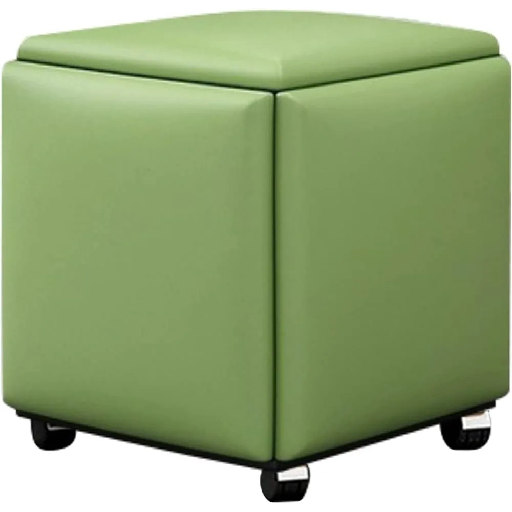 

Leather Seating Cube with Swivel Casters Stackable Sofa Chair Stool Nesting Ottoman Stool Movable Footstool Dressing Chair