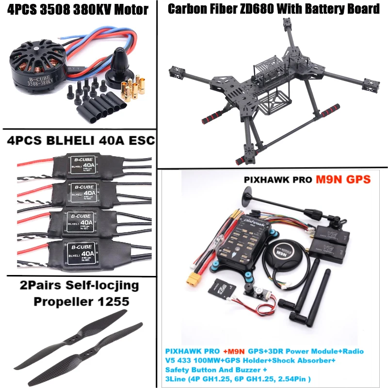 

New ZD680 PRO M8N/M9N/M10 Full Carbon Fiber Hexa-Rotor Foldable Arm Hexacopter Frame Kit PIXHAWK with Unflodable Landing Gear