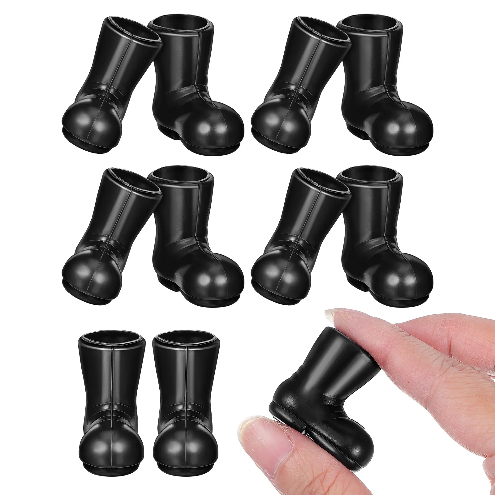 12Pcs Miniature Christmas Santa Boots Artificial Black Plastic Ornaments Home Office Desktop Holiday Decorations