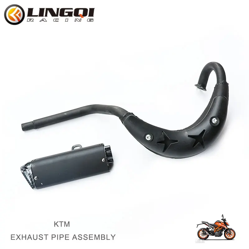 LINGQI Exhaust Muffler Expansion Chamber Pipe Motorcycle Engine Kit For 2 Stroke 49cc 50cc Gas Motor Dirt Bike Black KT