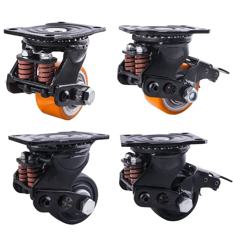 3inch Silent damping universal wheel with spring wheel anti-seismic caster for Heavy equipment gate Industrial casters