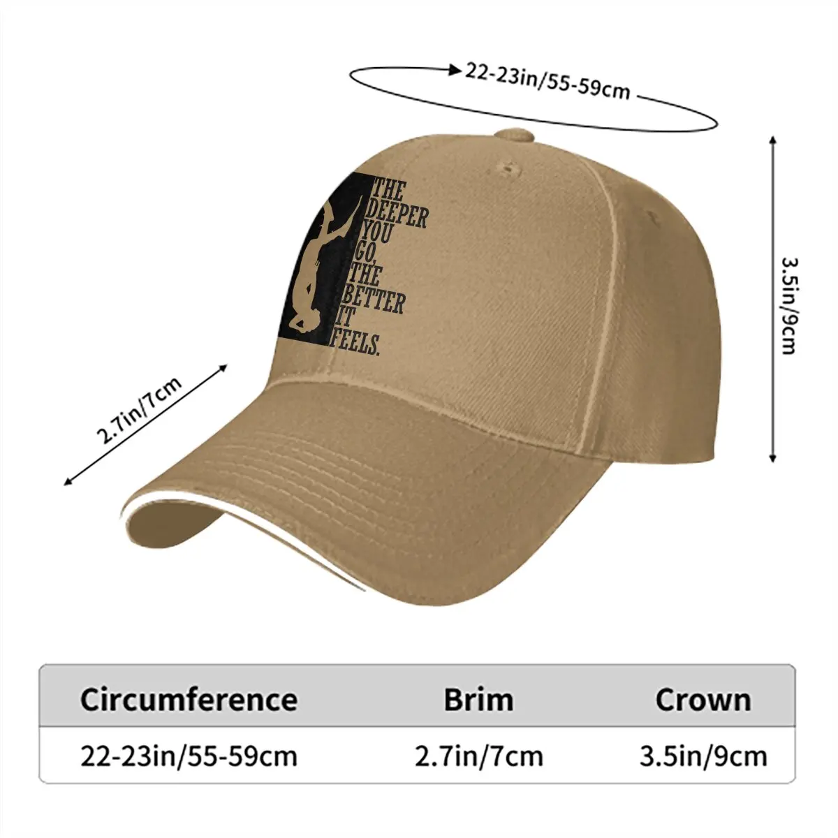 The Deeper you Go The Better It Feels Baseball Caps Peaked Cap Diving Dive Sun Shade Hats for Men Women