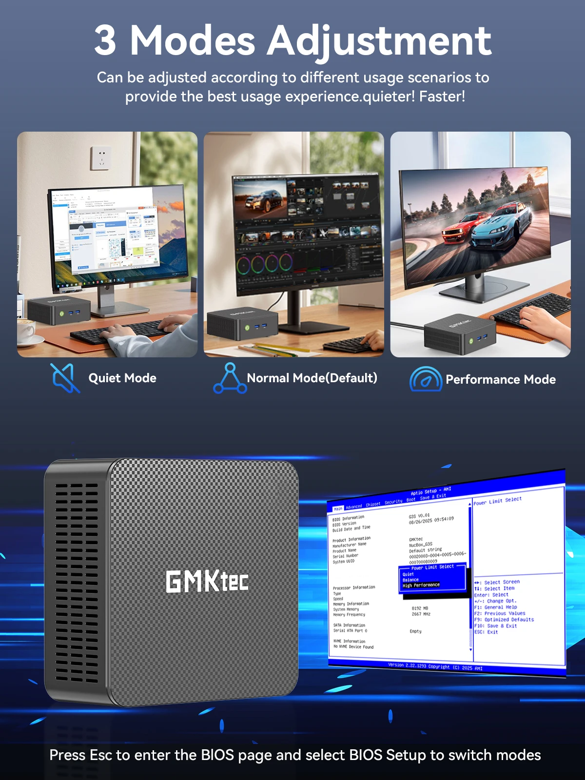 GMKtec G3S Mini PC Intel N95 3.4GHz Dual DDR4 Dual M.2 SSD 4K Dual HDMI WiFi 5 BT5.0 Gigabit LAN Desktop Computer